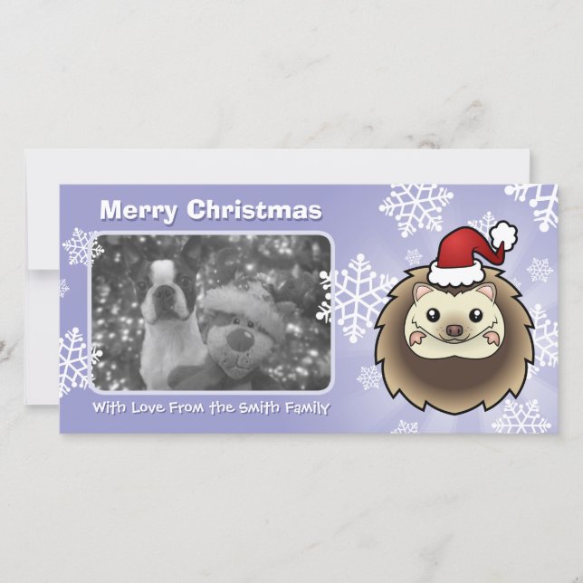 Christmas Pygmy Hedgehog Holiday Card (Front)