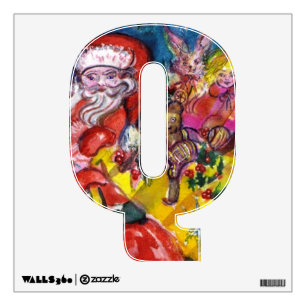 CHRISTMAS Q LETTER SANTA CLAUS AND GIFTS MONOGRAM WALL STICKER