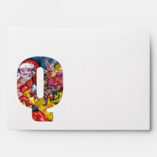 CHRISTMAS Q LETTER  / SANTA CLAUS WITH GIFTS ENVELOPE (Front)