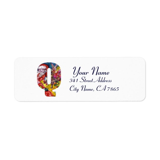 CHRISTMAS Q LETTER  / SANTA  WITH GIFTS MONOGRAM LABEL (Front)