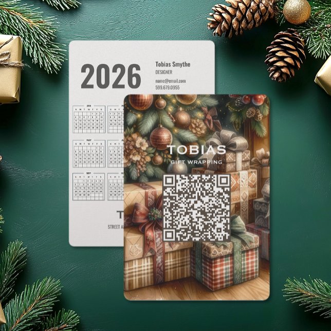 Christmas QR Code Business Holiday Card (Christmas QR Code 2026 Calendar Business Holiday Card (front and back))