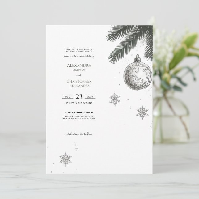 Christmas QR Code Wedding Invitation (Standing Front)