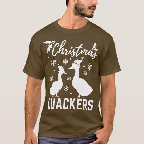 Christmas Quackers Funny Christmas Duck Pun Christ T_Shirt