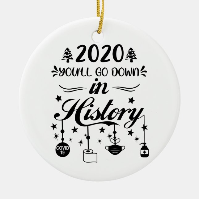 Christmas Quarantine 2020 Funny Xmas Lockdown Ceramic Ornament (Front)