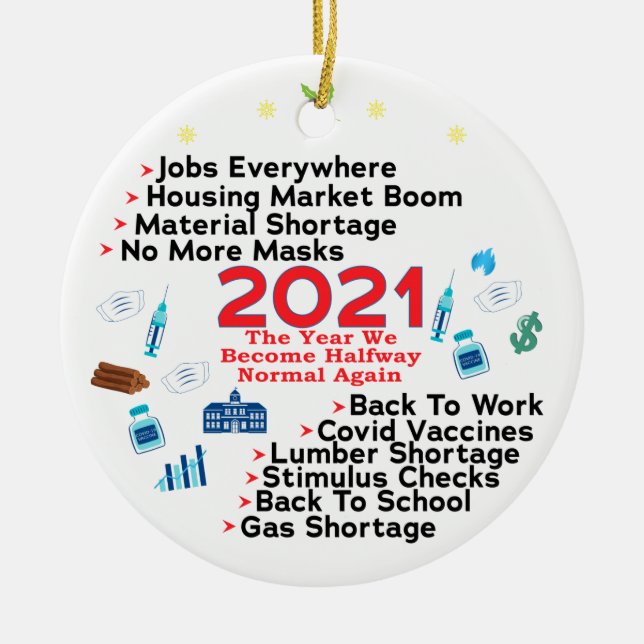 Christmas Quarantine, 2021 a Year to Remember  Ceramic Ornament (Front)