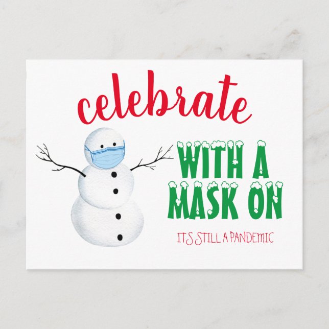 Christmas Quarantine Mask Holiday Postcard (Front)