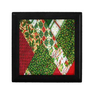 Christmas Quilt Background Jewelry Box