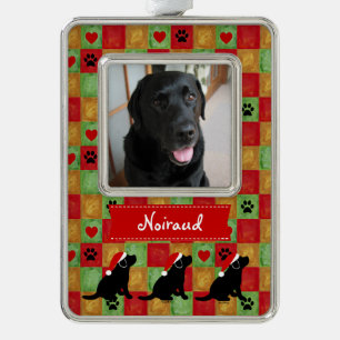 Christmas Quilt Black Labrador Puppy Ornament