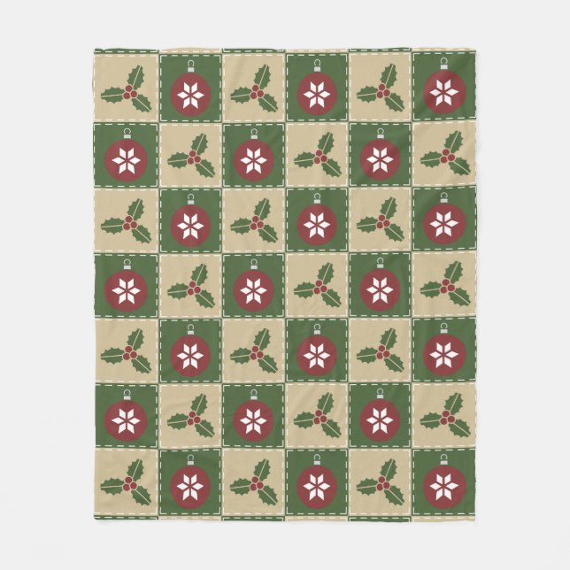 Christmas Quilt Fleece Blanket (Front)