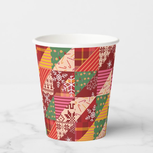 Christmas Quilt Paper Cups (Front)