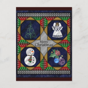 Christmas Quilt Pattern Holiday Postcard