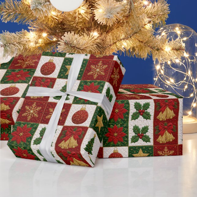 Christmas Quilt Squares Wrapping Paper (Holidays)