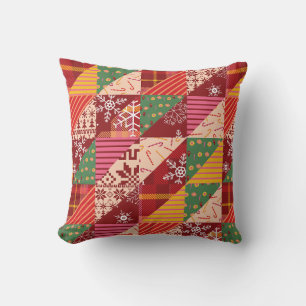 Christmas Quilt Throw Pillow