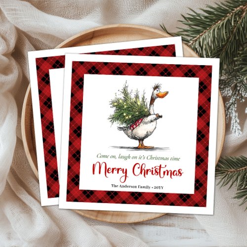 Christmas Quirky Goose Humor Whimsical Napkins