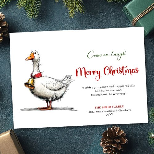 Christmas Quirky Goose Playful Humor Greeting Card