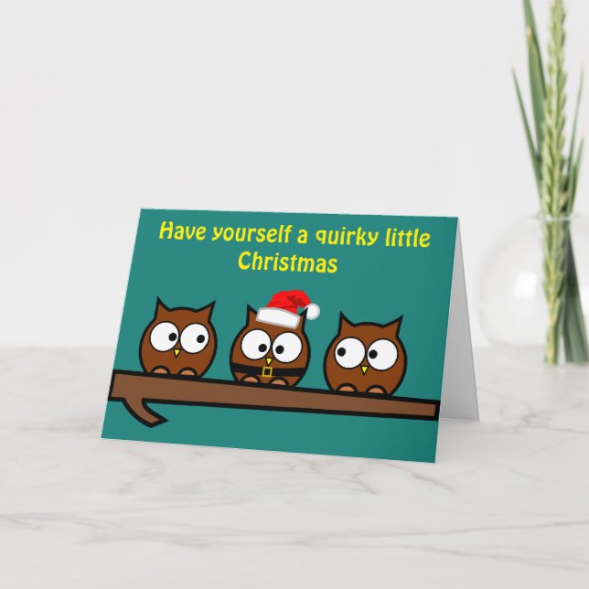 Christmas Quirky Owls Holiday Card (Front)