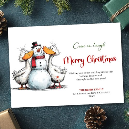 Christmas Quirky Silly Geese Humor Greeting Card