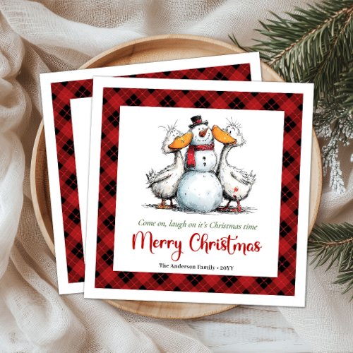 Christmas Quirky Silly Geese Humor Paper Napkins