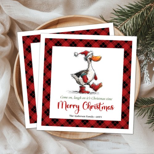 Christmas Quirky Silly Goose Humor Napkins