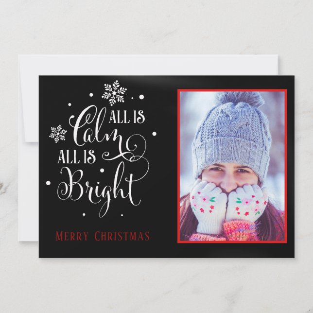 Christmas Quote/ Elegant Two Sided Photo Christmas Holiday Card (Front)