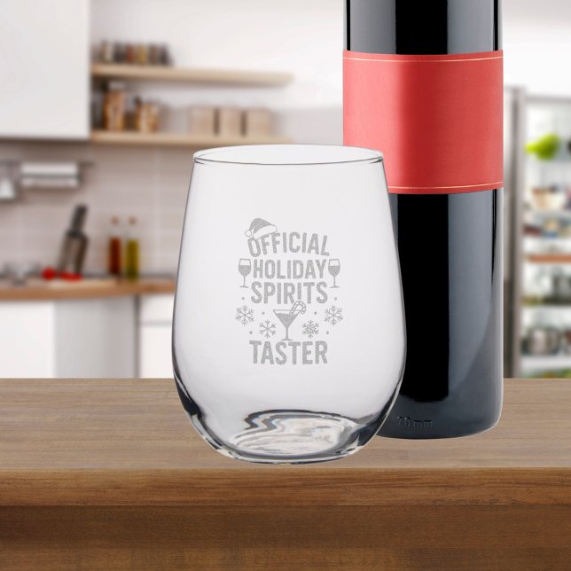 Christmas quote funny party spirits taster stemless wine glass (Creator Uploaded)