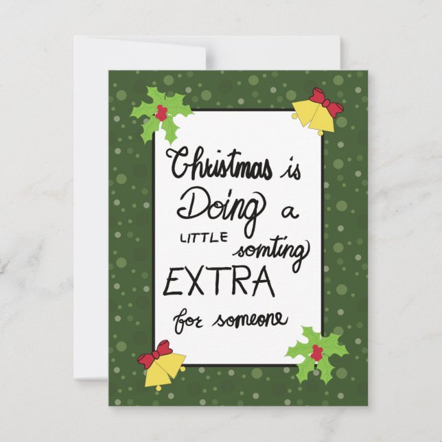 Christmas Quote Green Cartoon Style Holiday Card (Front)