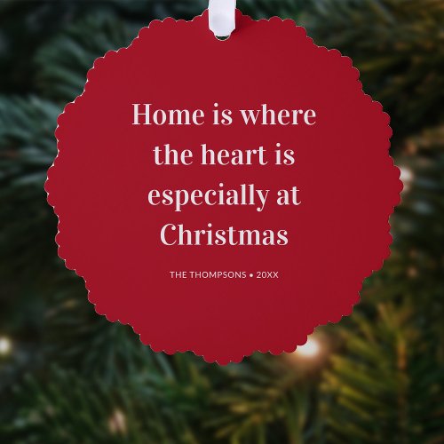 Christmas Quote Home is Where The Heart Is Ornament Card