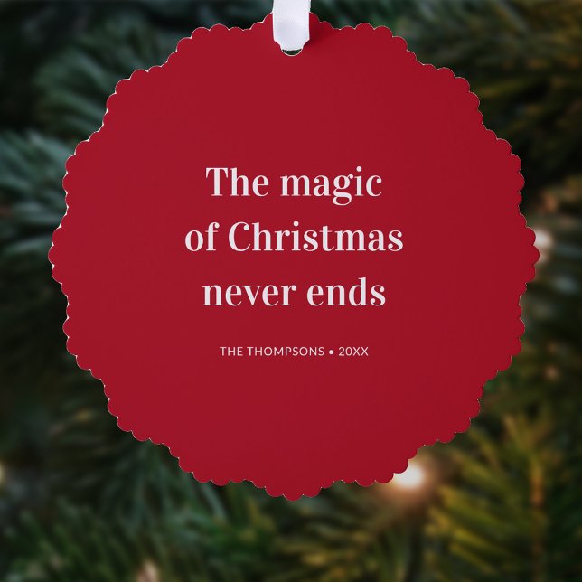 Christmas Quote Magic Never Ends Ornament Card (Creator Uploaded)