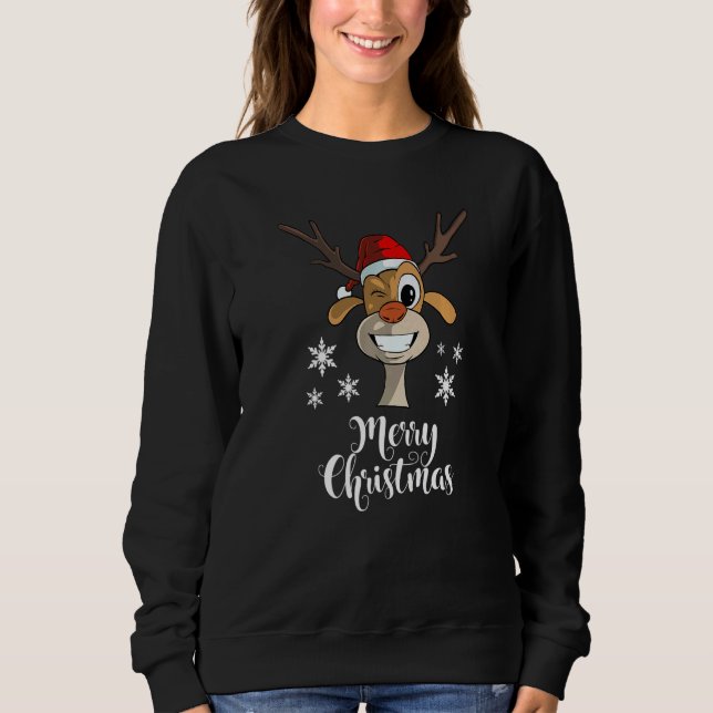 Christmas Quote Merry Xmas  Deer Sweatshirt (Front)