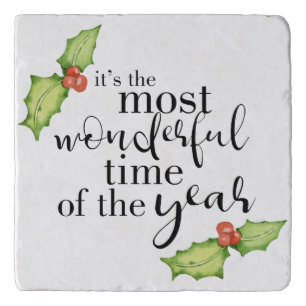 Christmas Quote Most Wonderful Time Hand Lettering Trivet