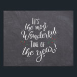 Christmas quote Most Wonderful Time of the Year Faux Canvas Print<br><div class="desc">It's the Most Wonderful Time of the Year quote on a chalkboard background print faux wrapped canvas. Frame this typography Christmas design for the holidays to display over the mantel, at your entryway, living room, bedroom, office etc, Featuring modern typography with a rustic feel, holly illustration in red and green...</div>