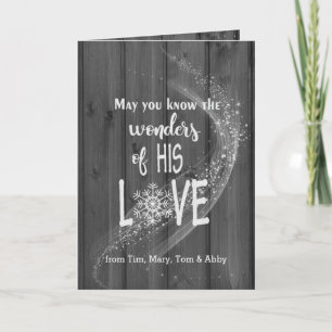 Christmas quote on black wood with lights card
