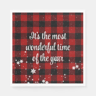 Christmas Quote on Buffalo Plaid Napkins