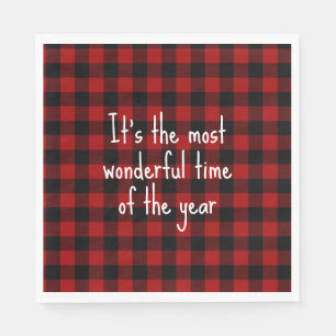 Christmas Quote on Buffalo Plaid Napkins