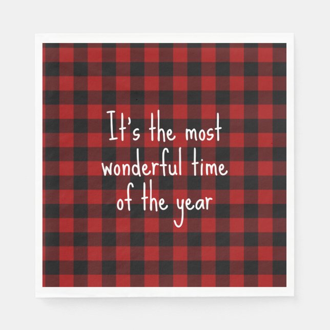 Christmas Quote on Buffalo Plaid  Napkins (Front)
