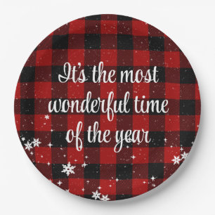 Christmas Quote on Buffalo Plaid  Paper Plates