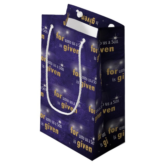 Christmas Quote On Purple Leather  Small Gift Bag (Front Angled)