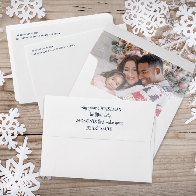 Christmas Quote Photo Inside Return Address Envelope (Front, back and inside view. Easy to make it your own!)