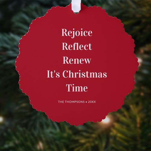 Christmas Quote Rejoice Reflect Renew Ornament Card