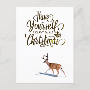Christmas quote with reindeer retro design postcard