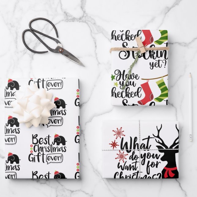 Christmas Quotes for Kids Wrapping Paper Sheets (Front)