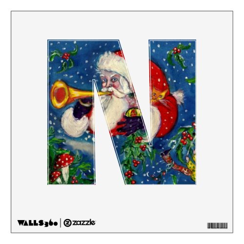 CHRISTMAS R  LETTER   SANTA  BUGLER WALL STICKER