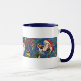 CHRISTMAS R LETTER / SANTA CLAUS BUGLER MONOGRAM MUG