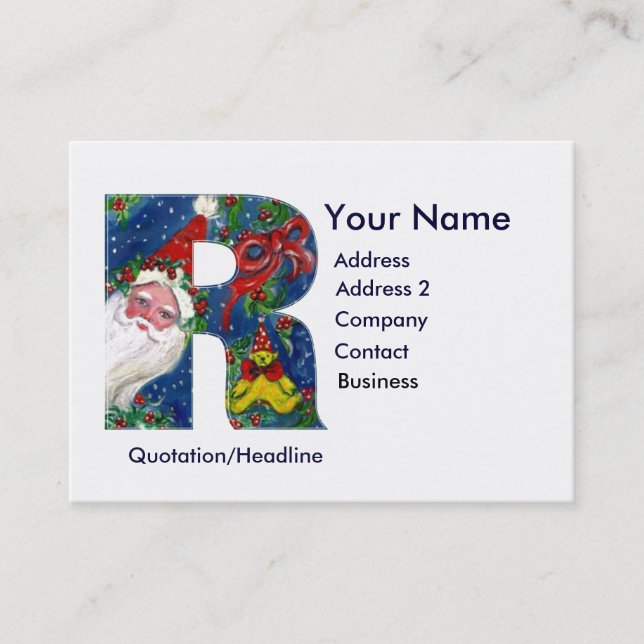 CHRISTMAS R LETTER / SANTA CLAUS WITH RED RIBBON BUSINESS CARD (Front)