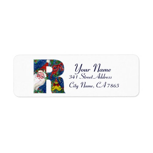 CHRISTMAS R LETTER  SANTA CLAUS WITH RED RIBBON LABEL