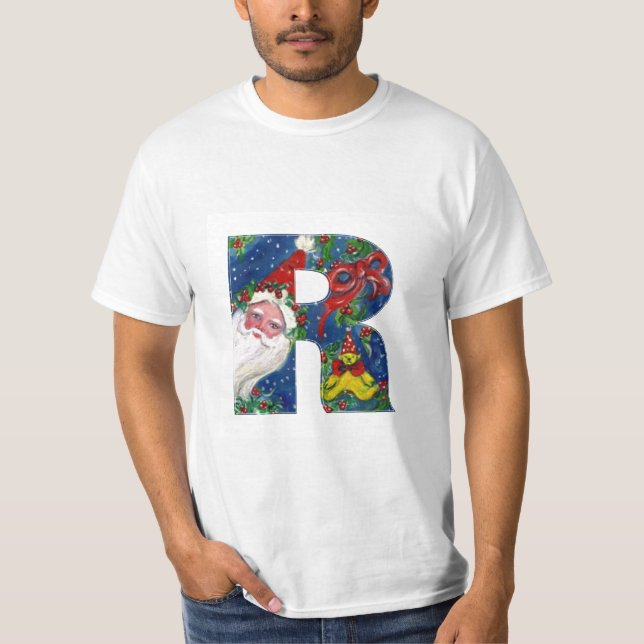 CHRISTMAS R LETTER / SANTA CLAUS WITH RED RIBBON T-Shirt (Front)