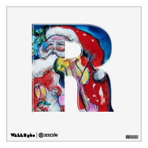 CHRISTMAS R LETTER /SANTA  CLAUS WITH VIOLIN WALL STICKER