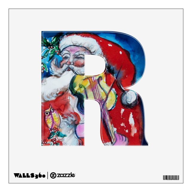 CHRISTMAS R LETTER /SANTA  CLAUS WITH VIOLIN WALL STICKER (Front)