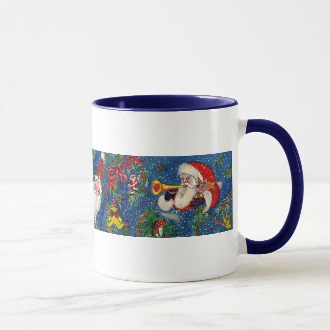 CHRISTMAS R LETTER / SANTA   RED RIBBON MONOGRAM MUG (Right)
