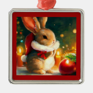 Christmas Rabbit 1 Metal Ornament